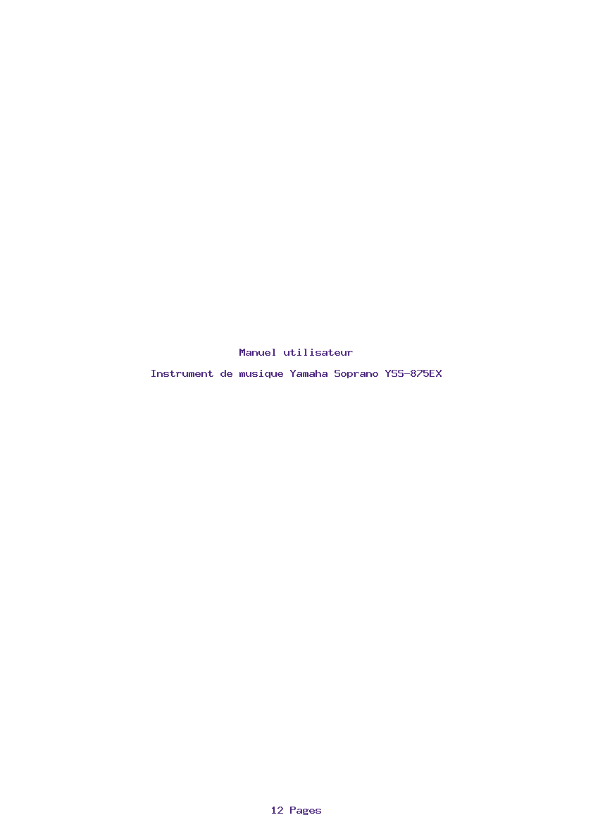Page 1 de la notice Manuel utilisateur Yamaha Soprano YSS-875EX