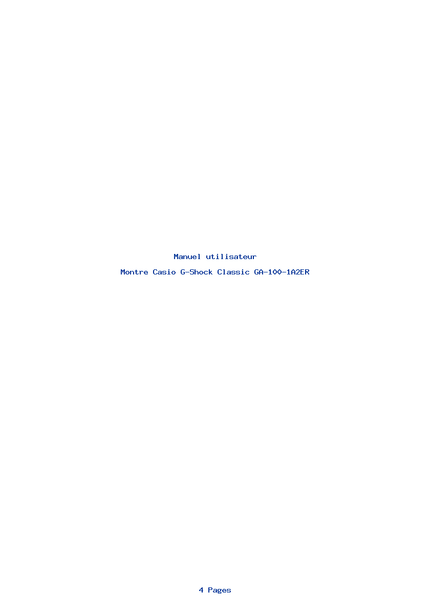 Page 1 de la notice Manuel utilisateur Casio G-Shock Classic GA-100-1A2ER