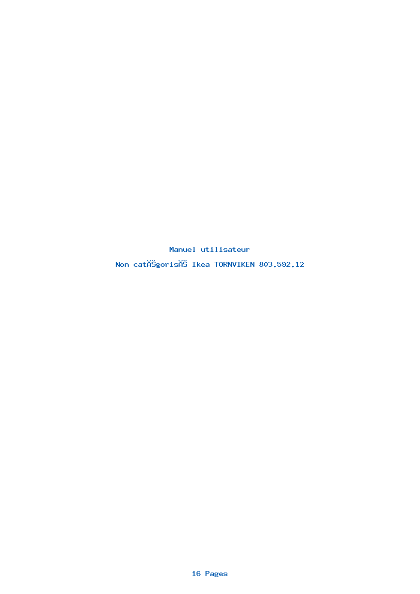 Page 1 de la notice Manuel utilisateur Ikea TORNVIKEN 803.592.12