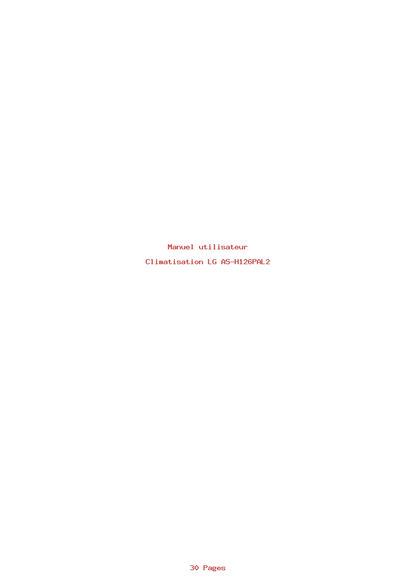 Page 1 de la notice Manuel utilisateur LG AS-H126PAL2