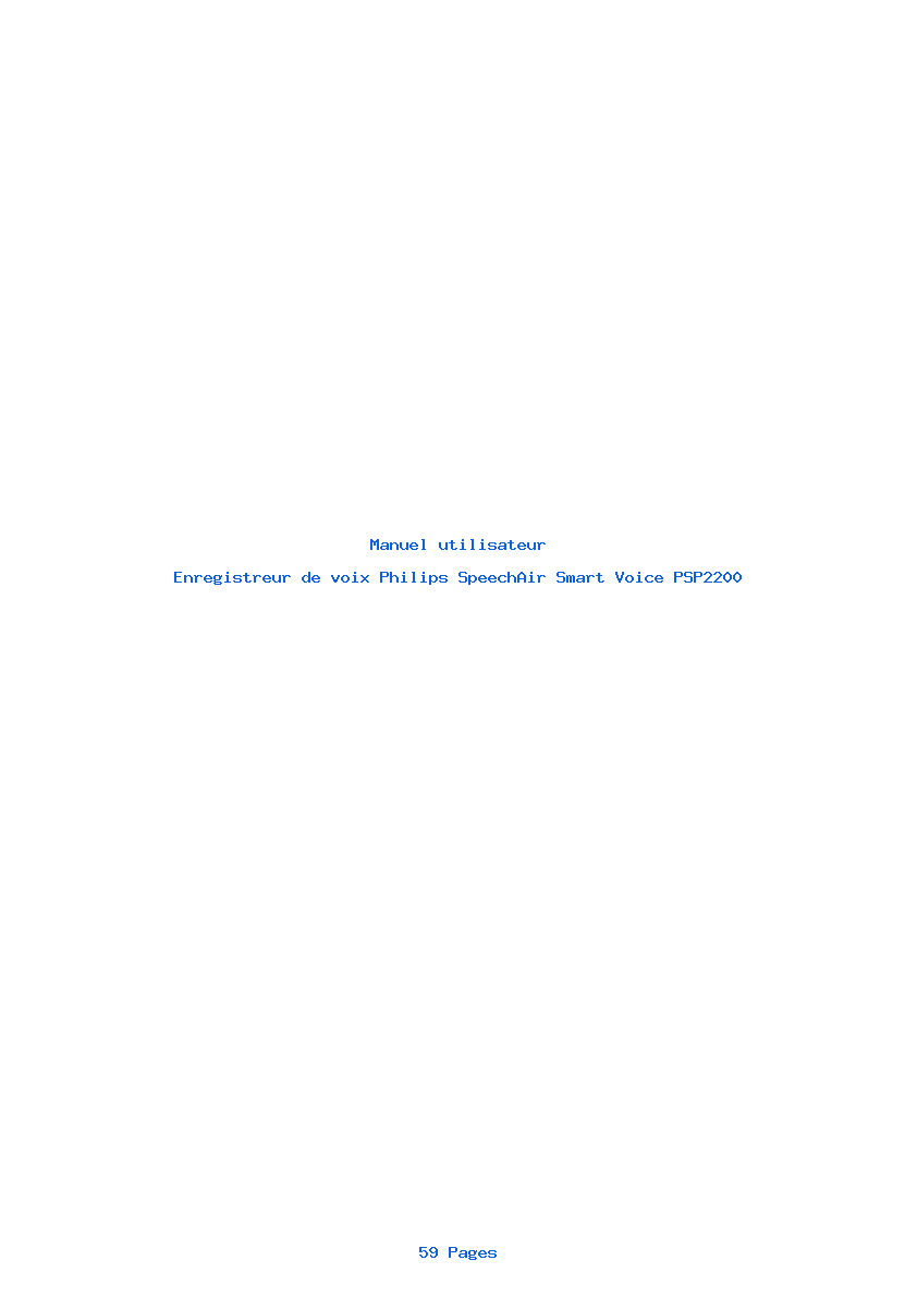 Page 1 de la notice Manuel utilisateur Philips SpeechAir Smart Voice PSP2200