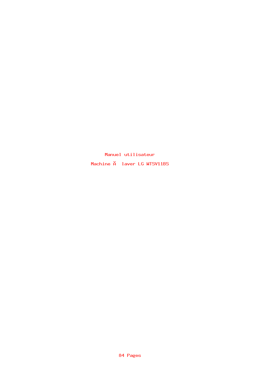 Page 1 de la notice Manuel utilisateur LG WTSV11BS