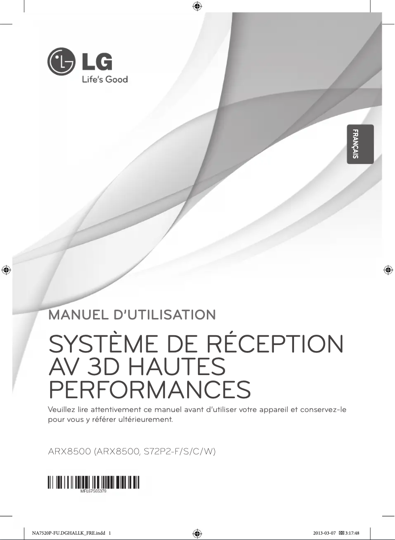 Page 1 de la notice Manuel utilisateur LG ARX8500