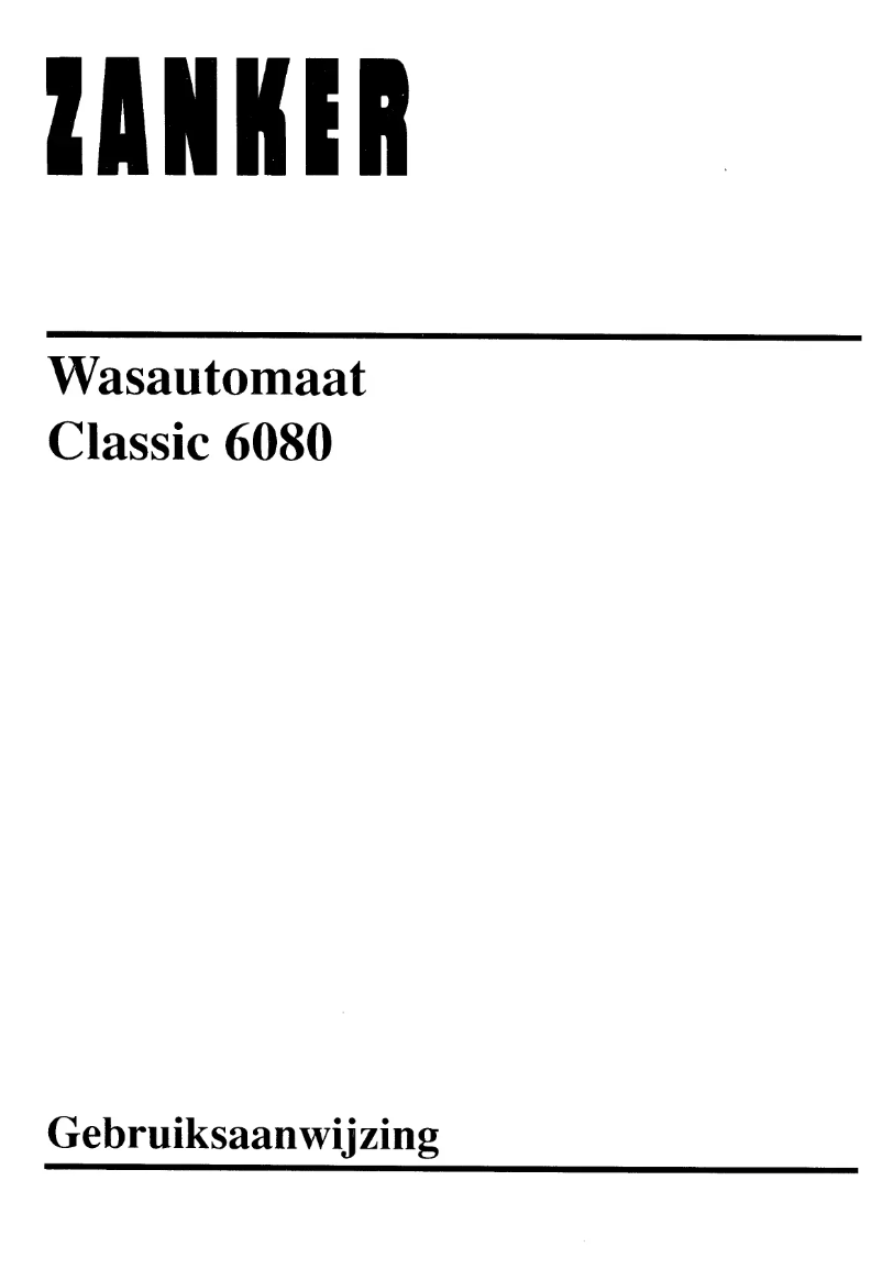 Página 1 del manual Manual de usuario Zanker Classic 6080