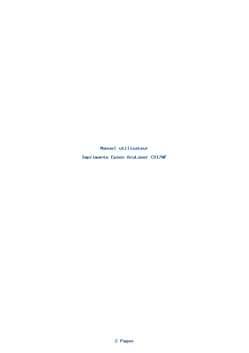 Page 1 de la notice Manuel utilisateur Epson AcuLaser CX17WF