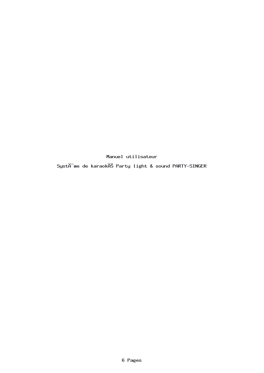 Page 1 de la notice Manuel utilisateur Party light & sound PARTY-SINGER