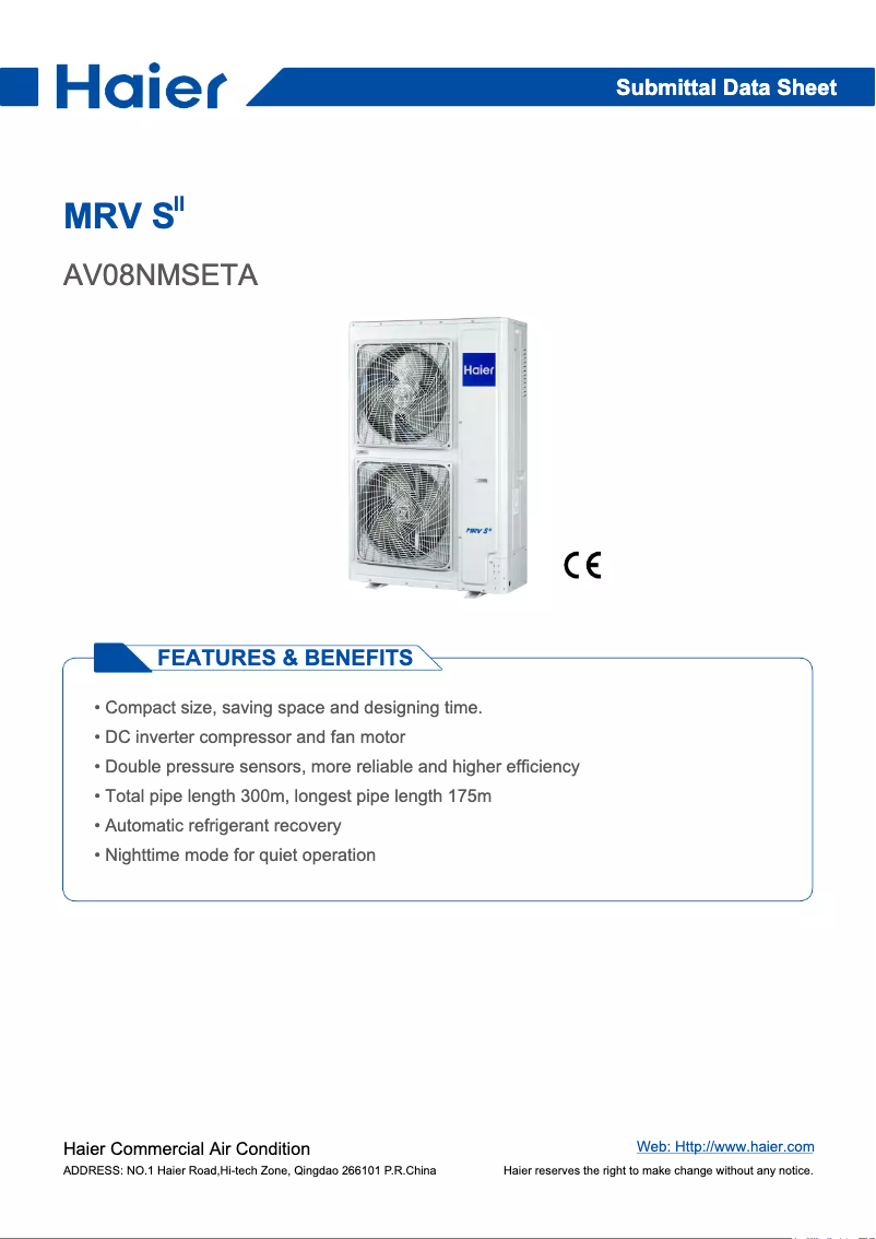 Página 1 del manual Manual de usuario Haier AV08NMSETA