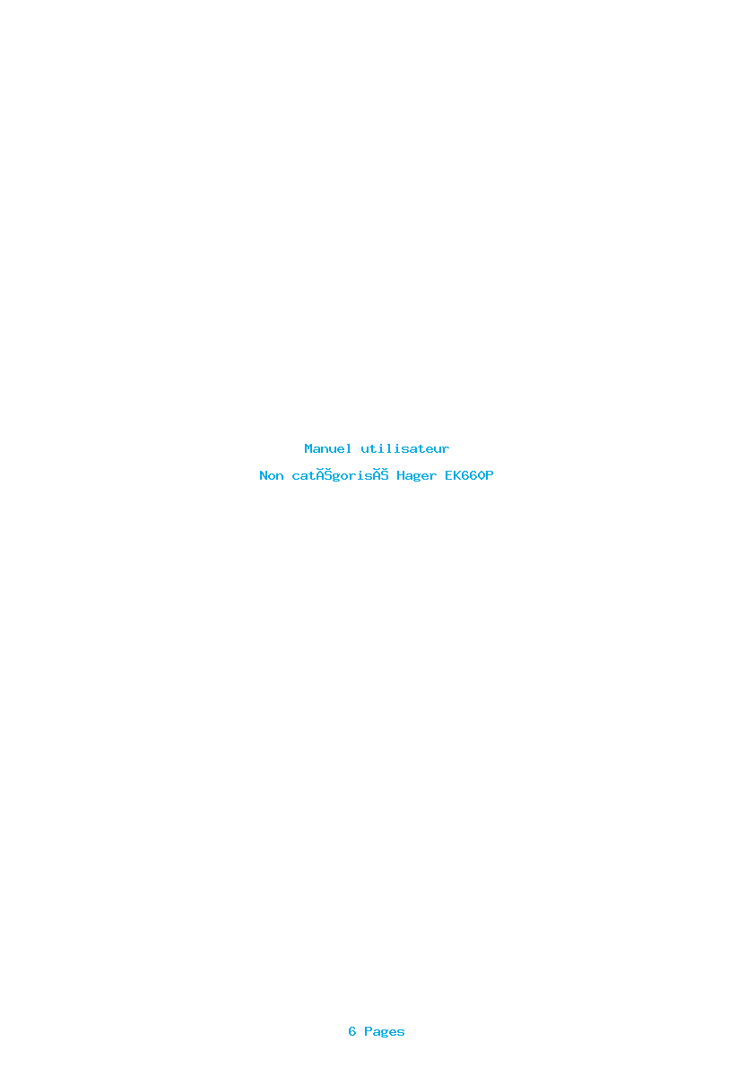 Page 1 de la notice Manuel utilisateur Hager EK660P