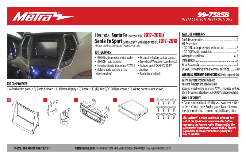 Page 1 of the manual User Manual Metra 99-7385B