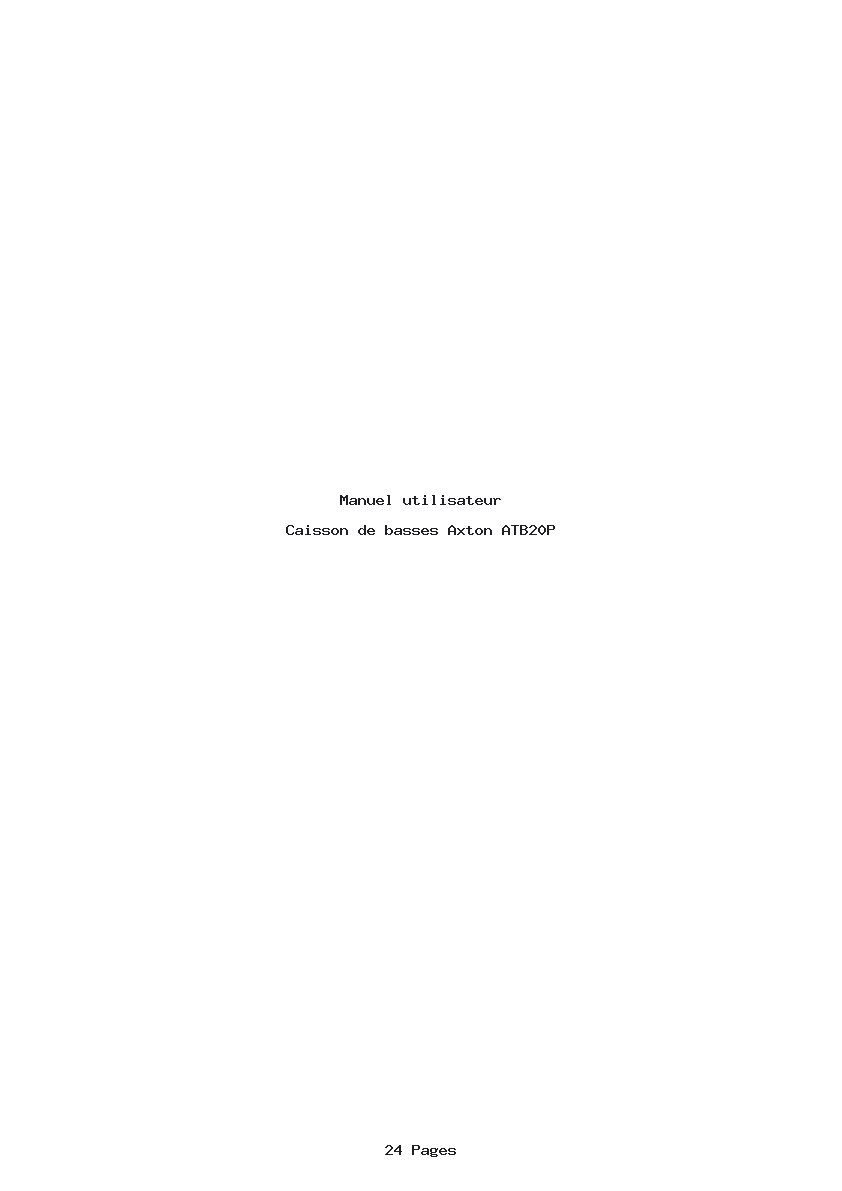 Page 1 de la notice Manuel utilisateur Axton ATB20P