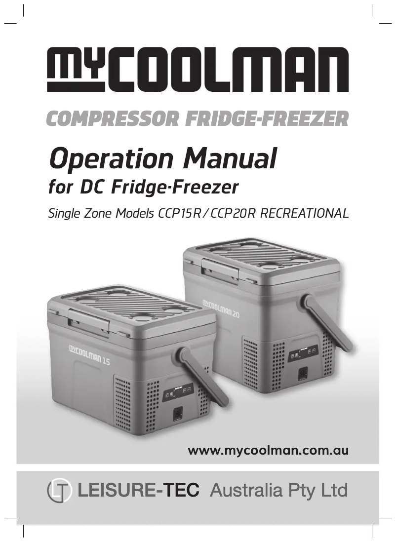 Page 1 of the manual User Manual Mycoolman CCP20R