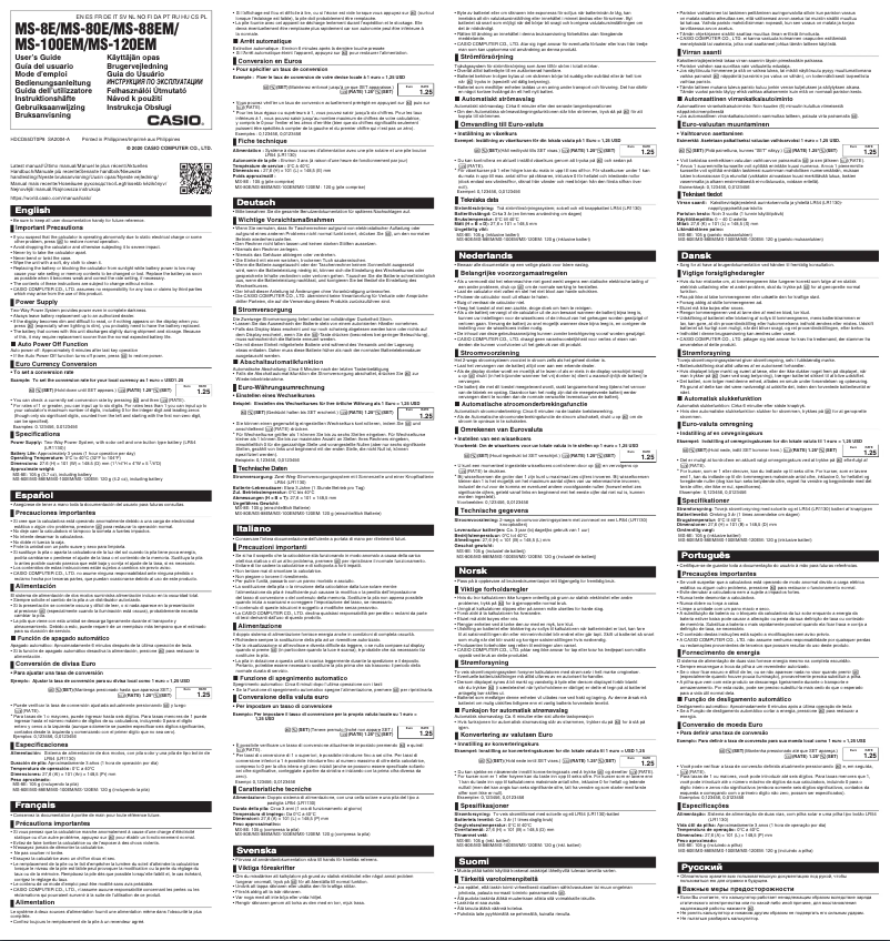 Página 1 del manual Manual de usuario Casio MS-88EM