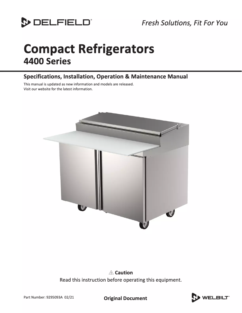 Page 1 de la notice Manuel utilisateur Delfield NLFACP-16