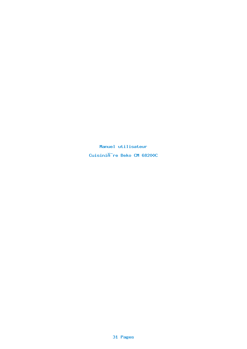 Page 1 de la notice Manuel utilisateur Beko CM 68200C
