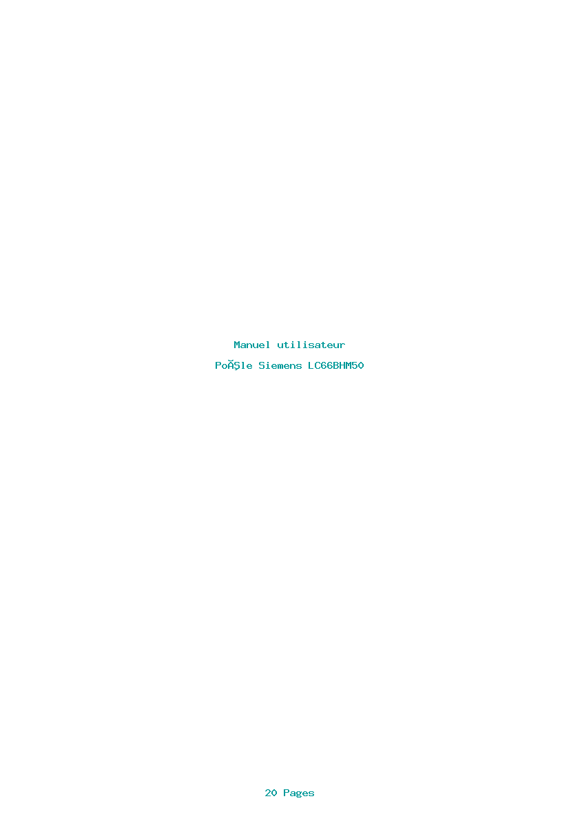 Page 1 de la notice Manuel utilisateur Siemens LC66BHM50