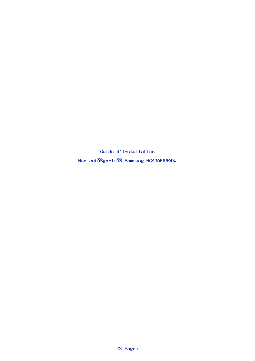 Page 1 de la notice Guide d'installation Samsung HG43AE690DW