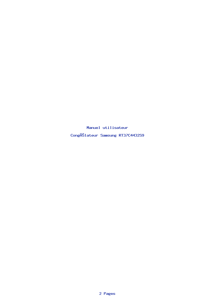 Page 1 de la notice Manuel utilisateur Samsung RT37C4432S9
