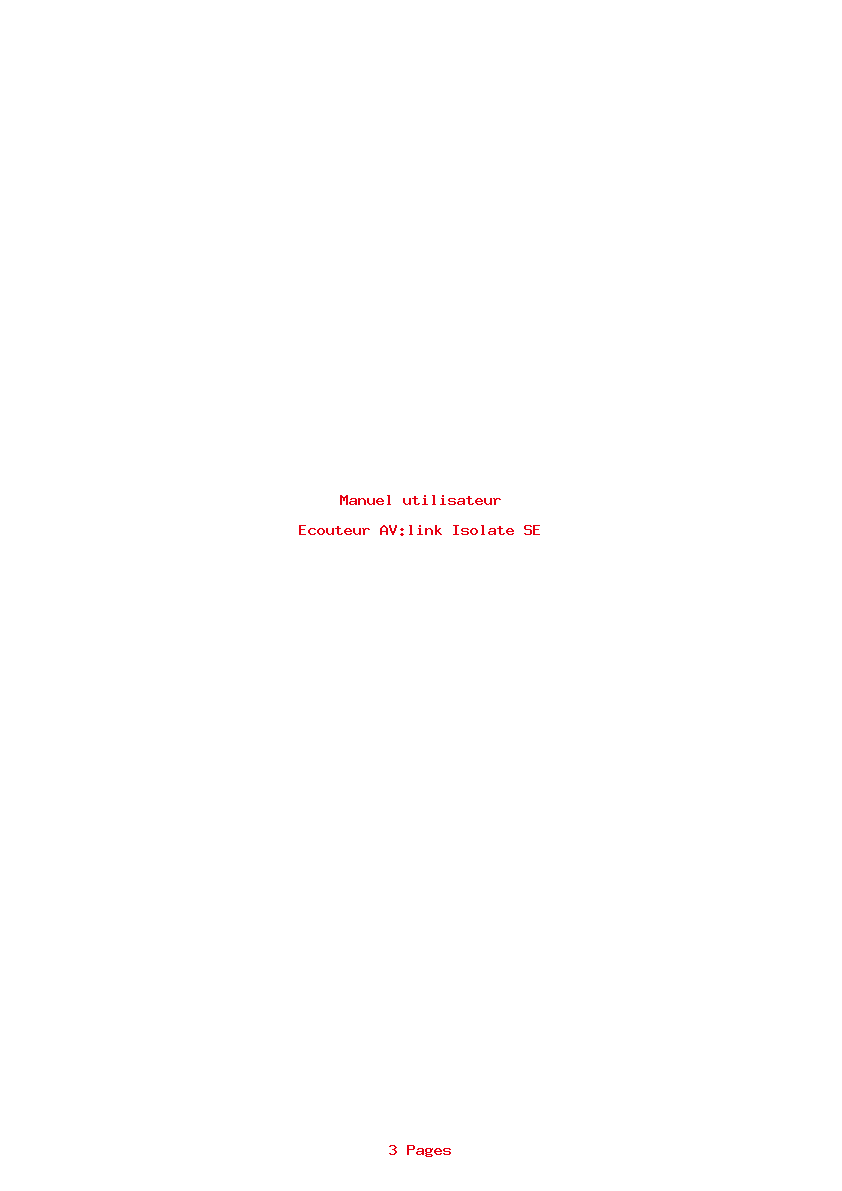 Page 1 de la notice Manuel utilisateur AV:link Isolate SE
