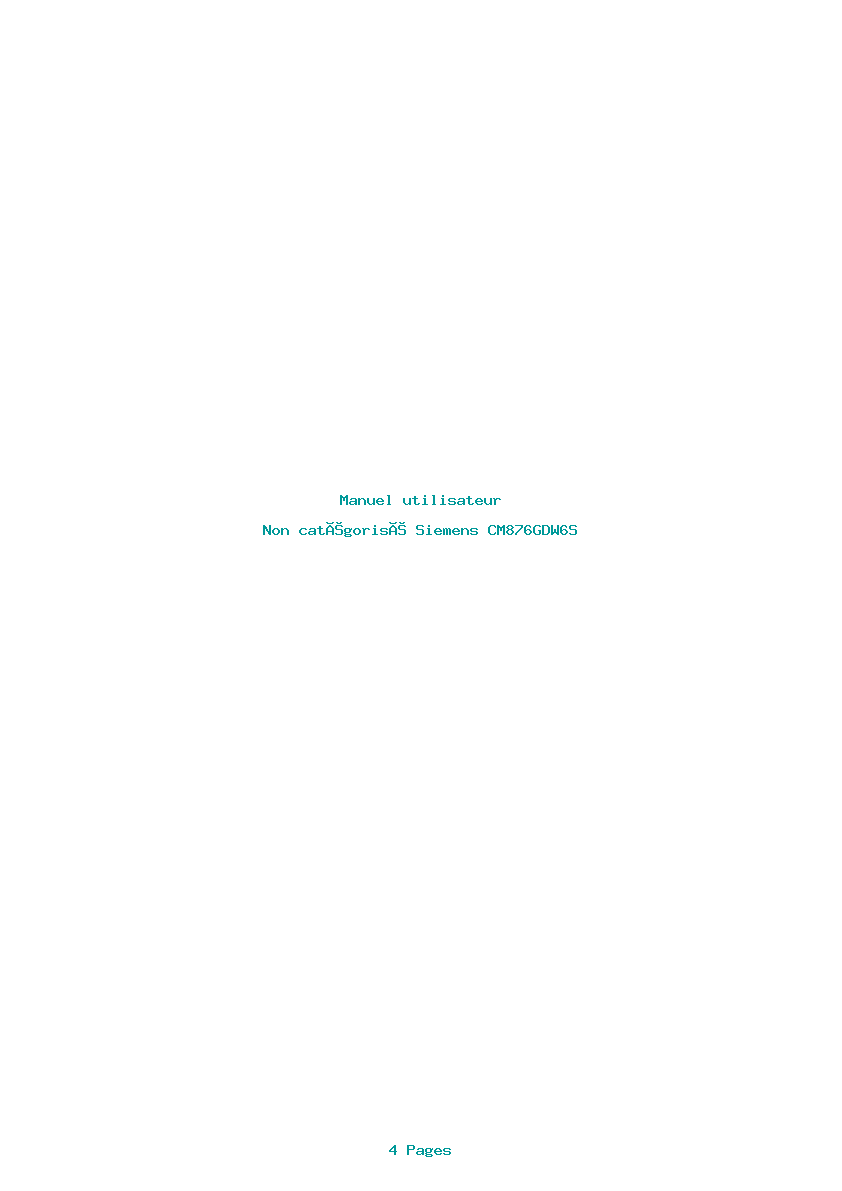 Page 1 de la notice Manuel utilisateur Siemens CM876GDW6S