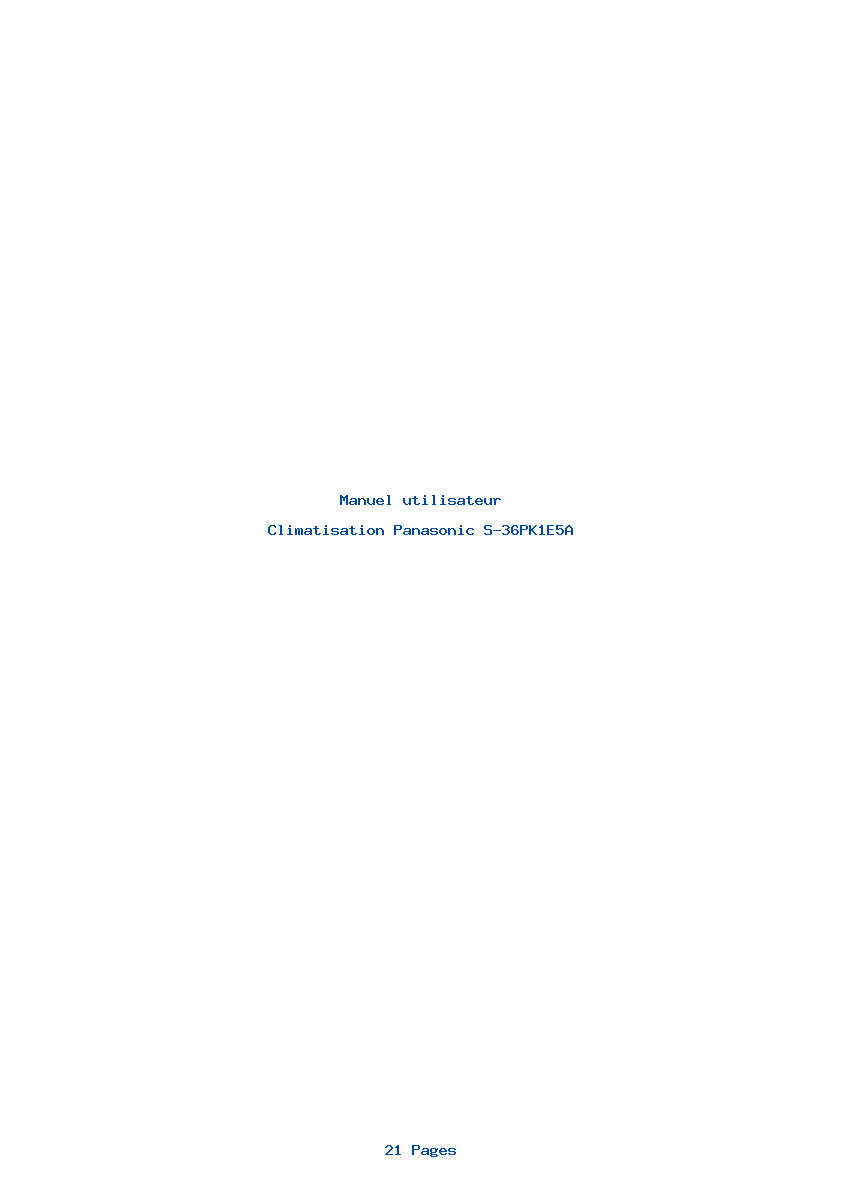 Page 1 de la notice Manuel utilisateur Panasonic S-36PK1E5A