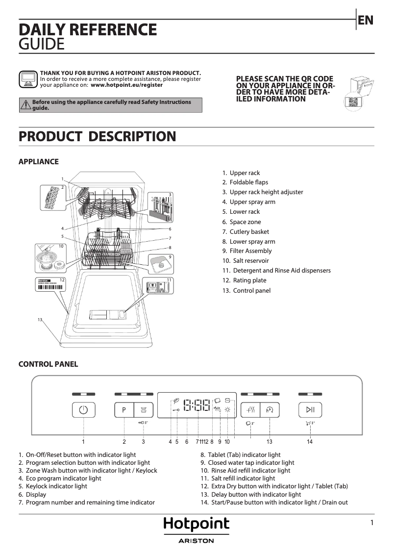 Página 1 del manual Manual de usuario Hotpoint HSFC 3T127 C
