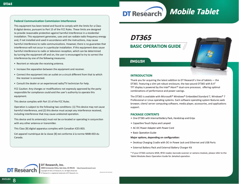 Image de la première page du manuel de l'appareil DT365