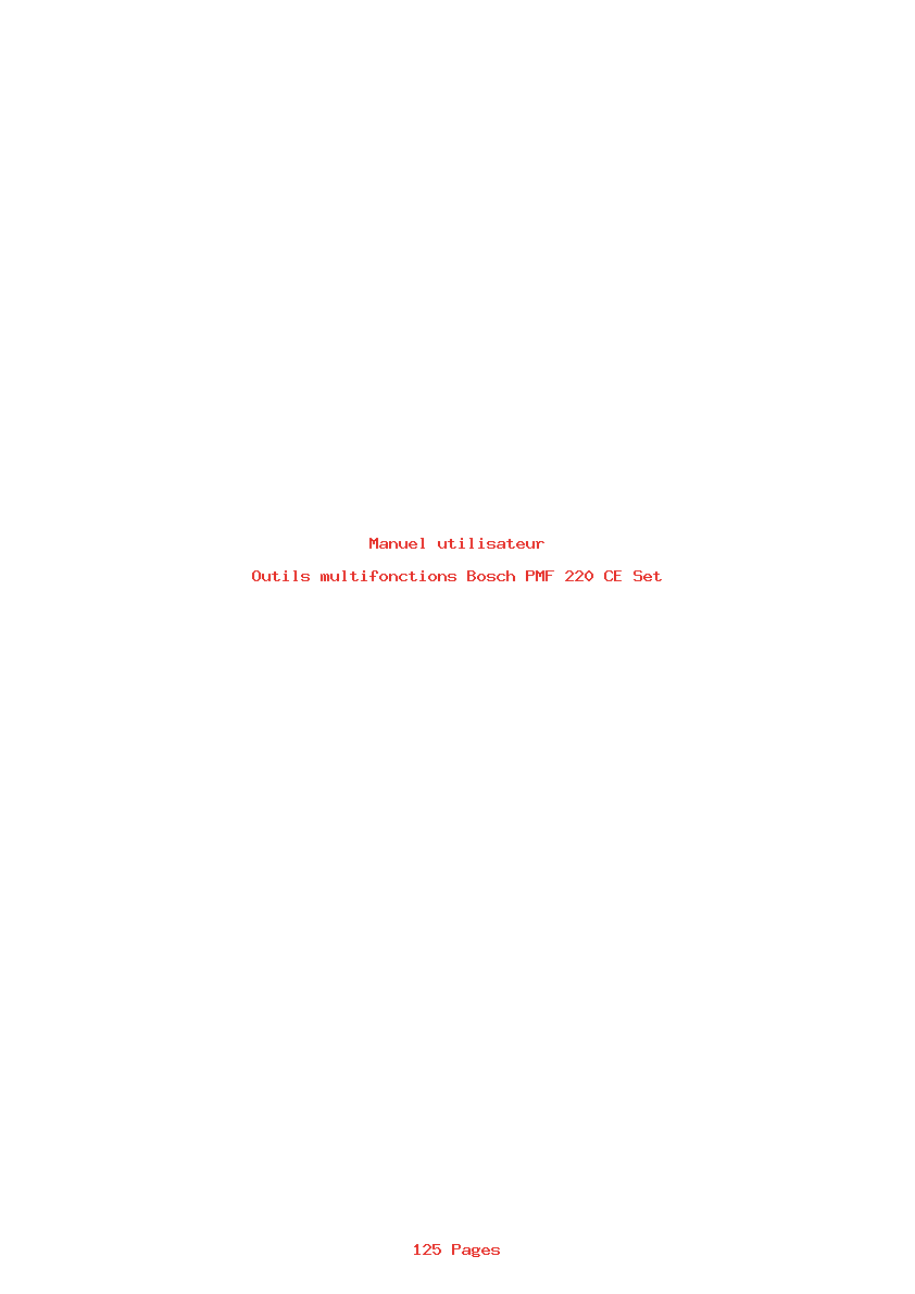 Page 1 de la notice Manuel utilisateur Bosch PMF 220 CE Set