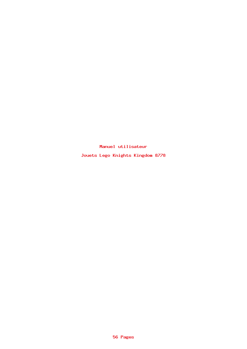 Page 1 de la notice Manuel utilisateur Lego Knights Kingdom 8778