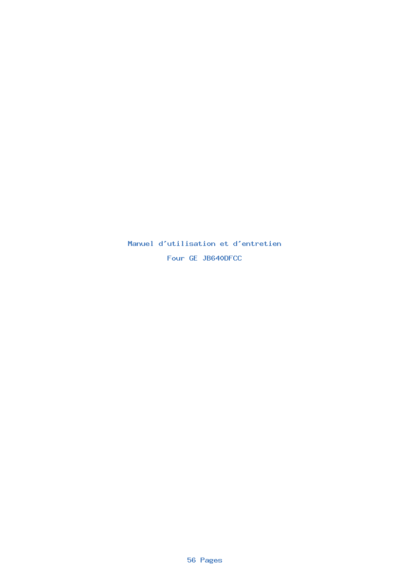 Page 1 de la notice Manuel d'utilisation et d'entretien GE JB640DFCC