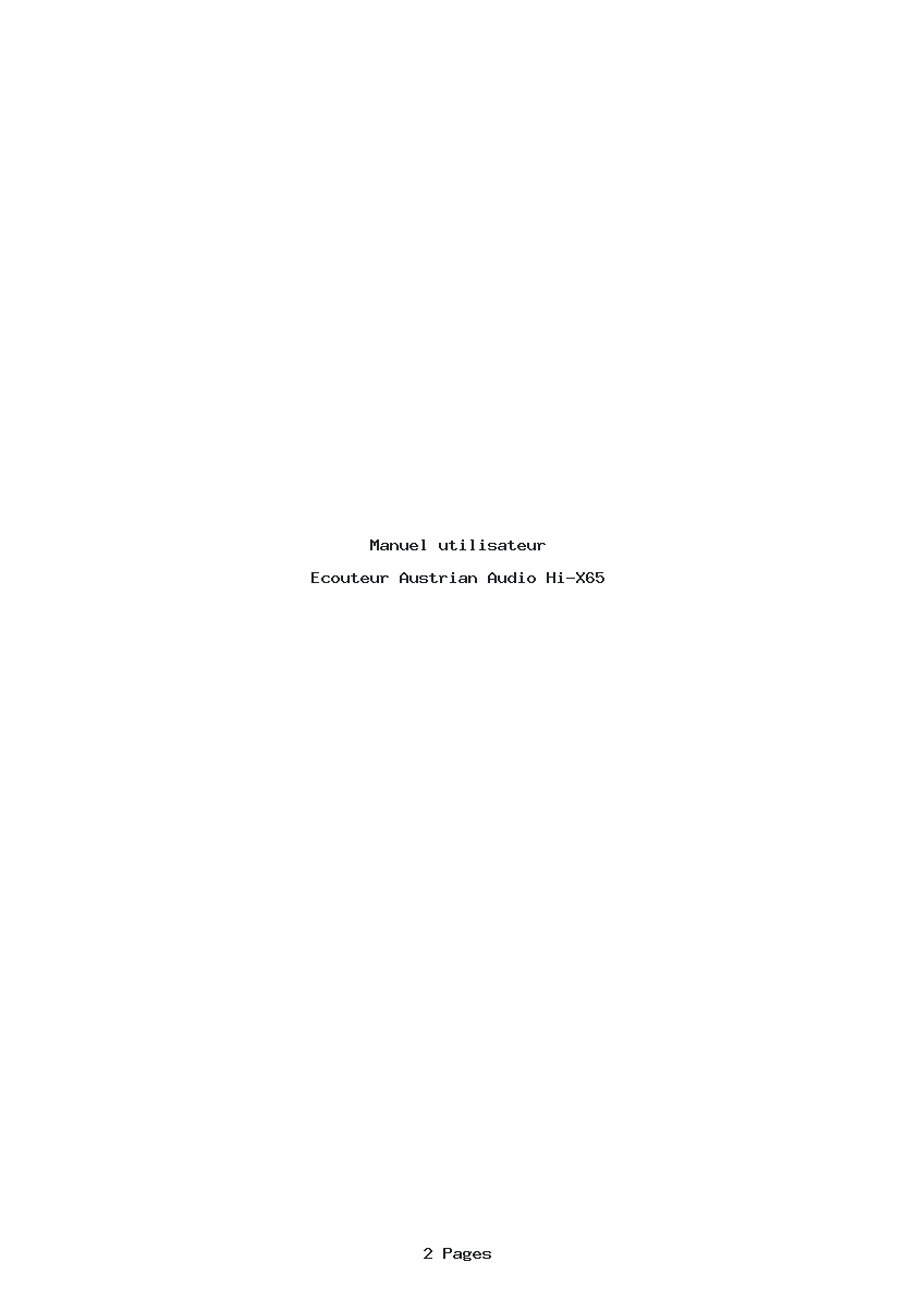 Page 1 de la notice Manuel utilisateur Austrian Audio Hi-X65
