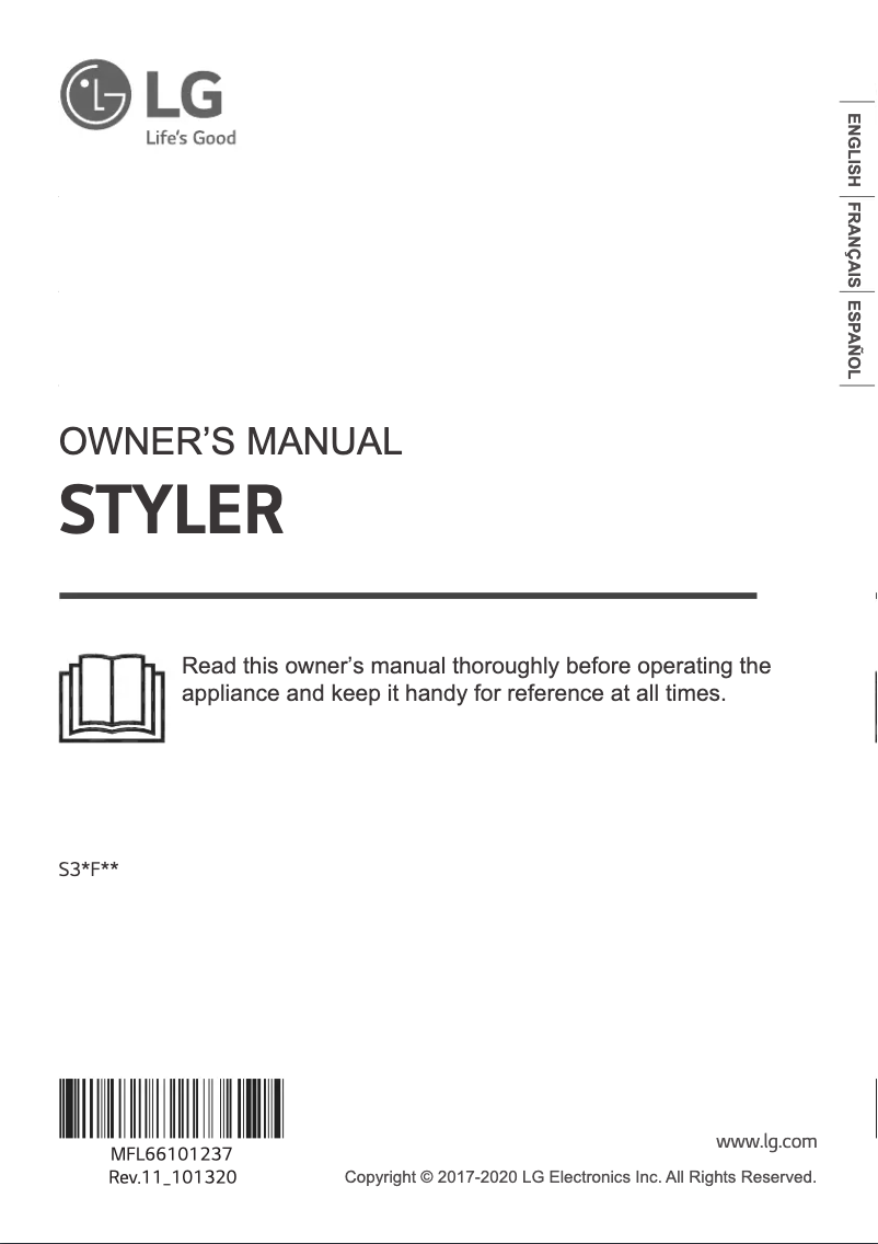 Page 1 de la notice Manuel utilisateur LG S3RFBN