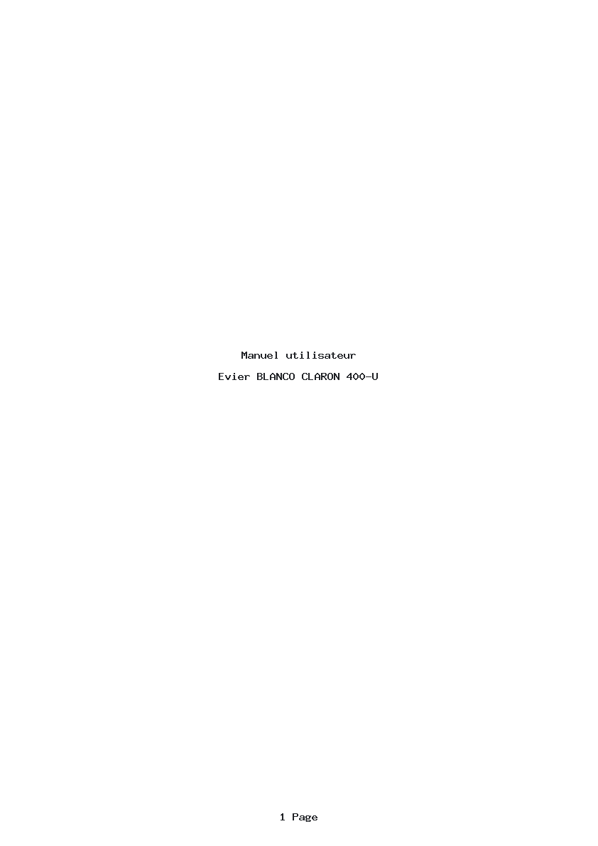 Page 1 de la notice Manuel utilisateur BLANCO CLARON 400-U