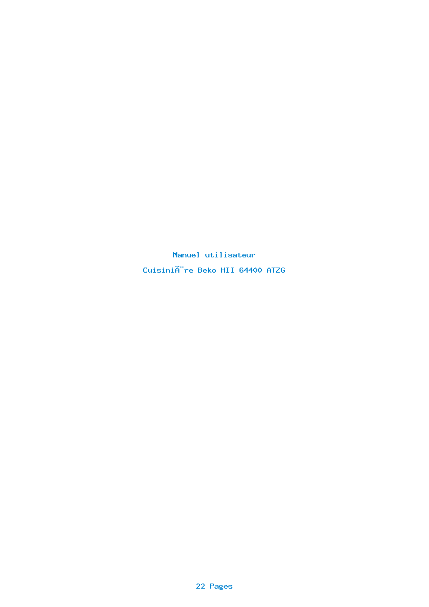 Page 1 de la notice Manuel utilisateur Beko HII 64400 ATZG