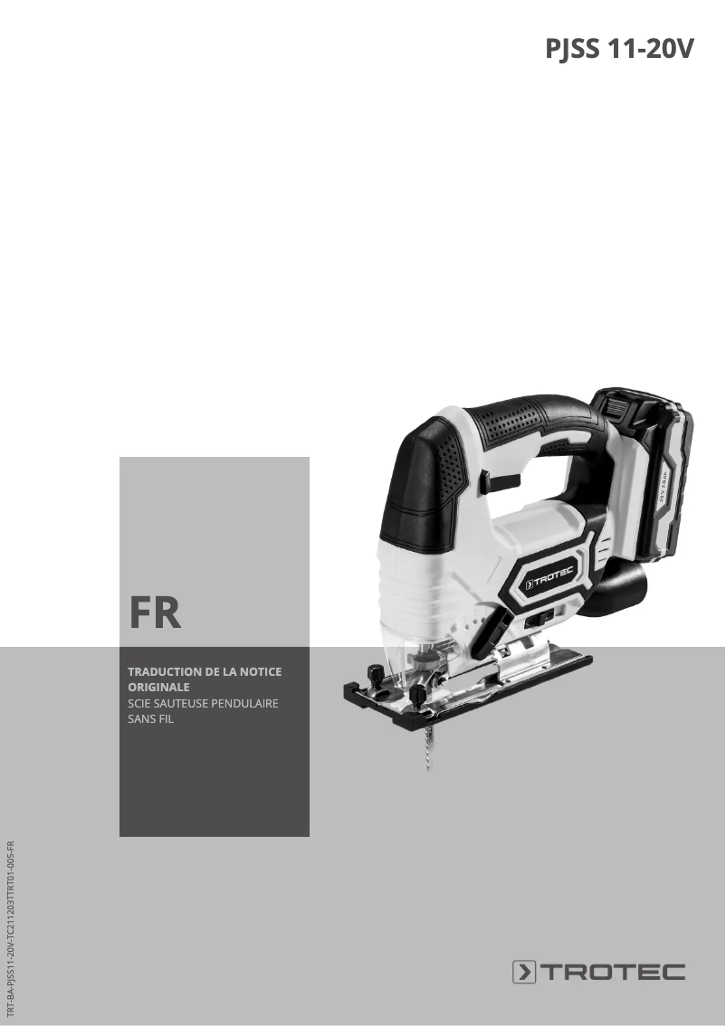Page 1 de la notice Manuel utilisateur Trotec PJSS 11-20V