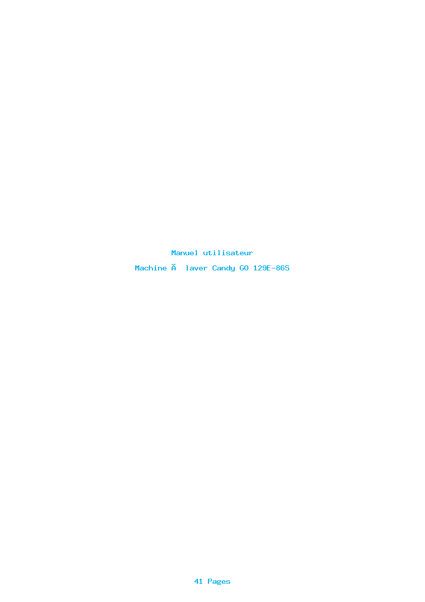 Page 1 de la notice Manuel utilisateur Candy GO 129E-86S