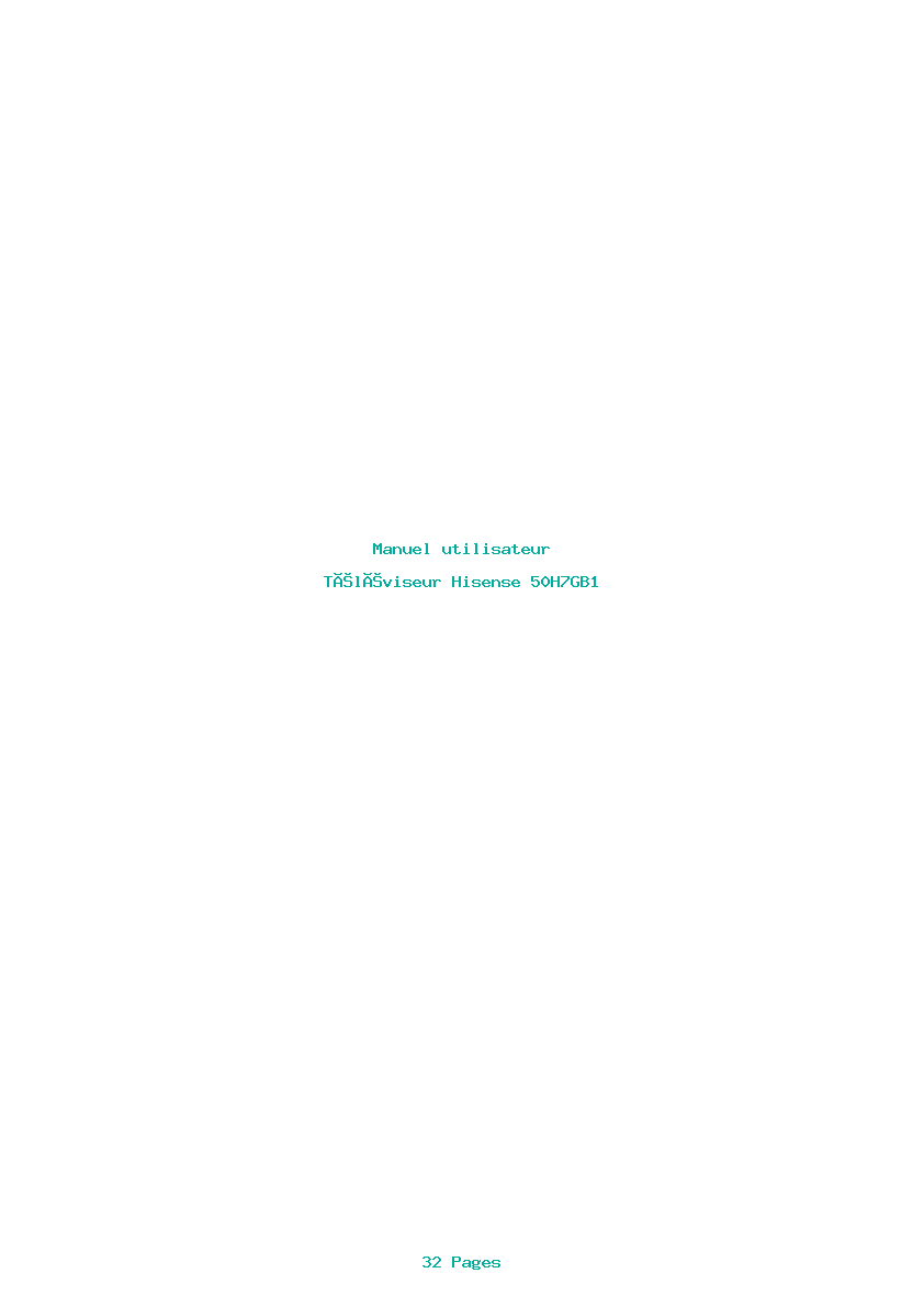 Page 1 de la notice Manuel utilisateur Hisense 50H7GB1