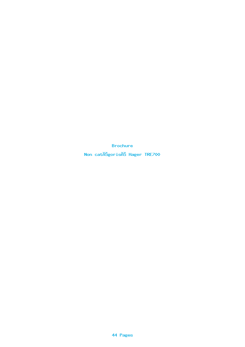 Page 1 de la notice Brochure Hager TRE700