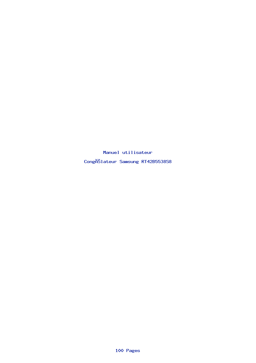 Page 1 de la notice Manuel utilisateur Samsung RT42B5538S8