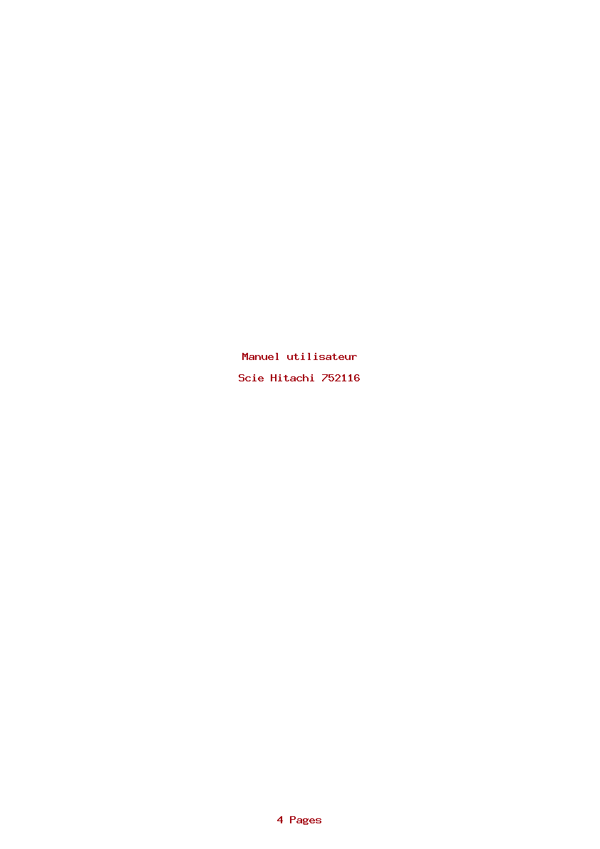 Page 1 de la notice Manuel utilisateur Hitachi 752116