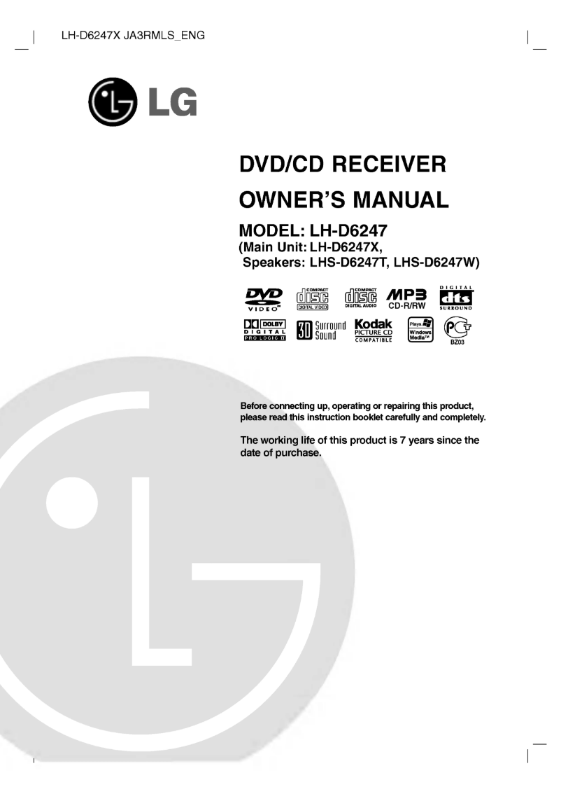 Page 1 de la notice Manuel utilisateur LG LH-D6247X