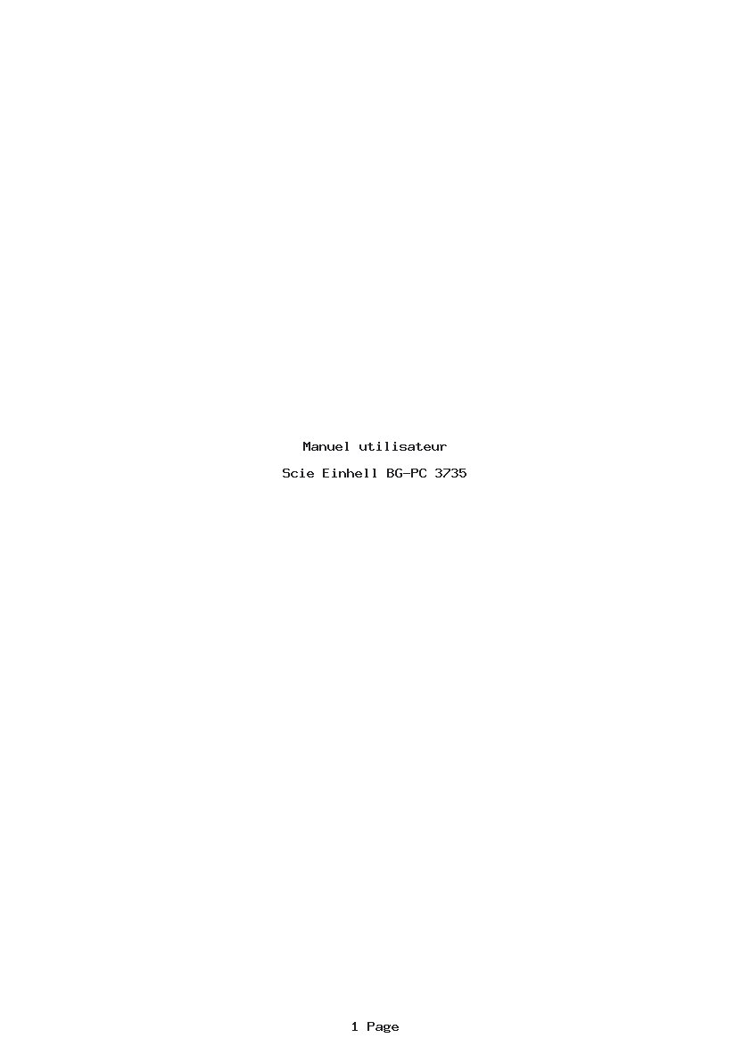Page 1 de la notice Manuel utilisateur Einhell BG-PC 3735