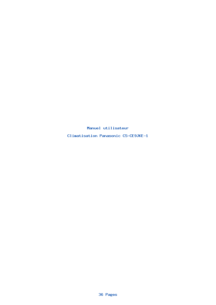 Page 1 de la notice Manuel utilisateur Panasonic CS-CE9JKE-1