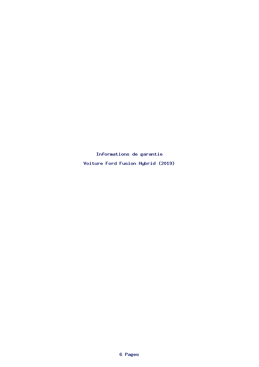Page 1 de la notice Informations de garantie Ford Fusion Hybrid (2019)