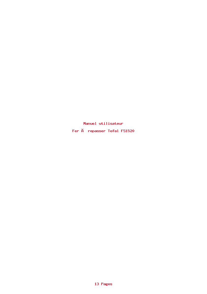 Page 1 de la notice Manuel utilisateur Tefal FS1520