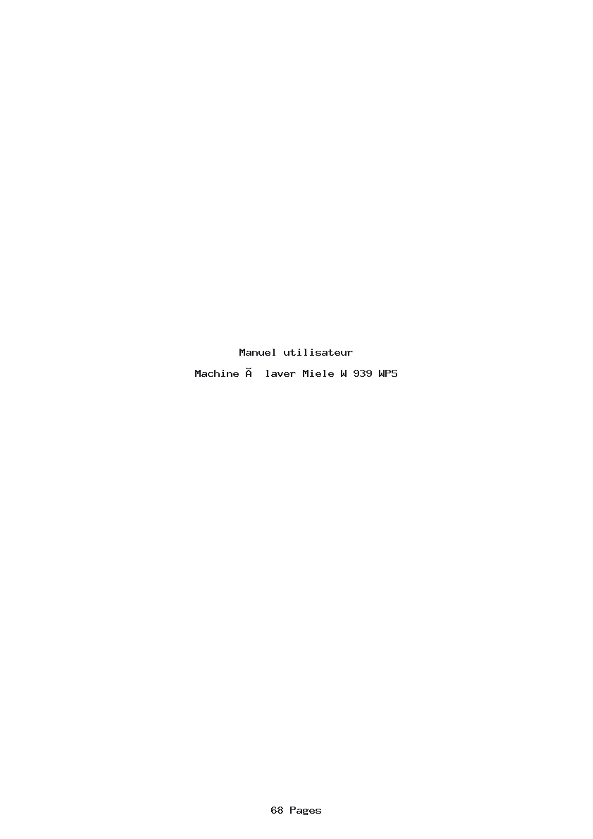 Page 1 de la notice Manuel utilisateur Miele W 939 WPS