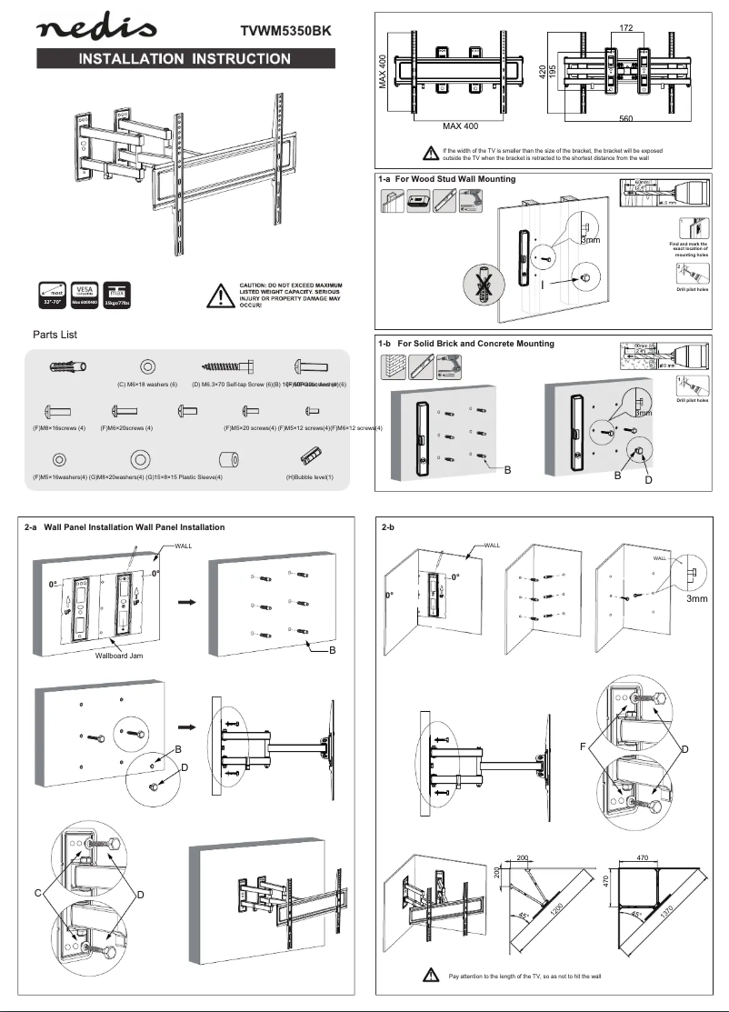 Page 1 de la notice Manuel utilisateur Nedis TVWM5350BK