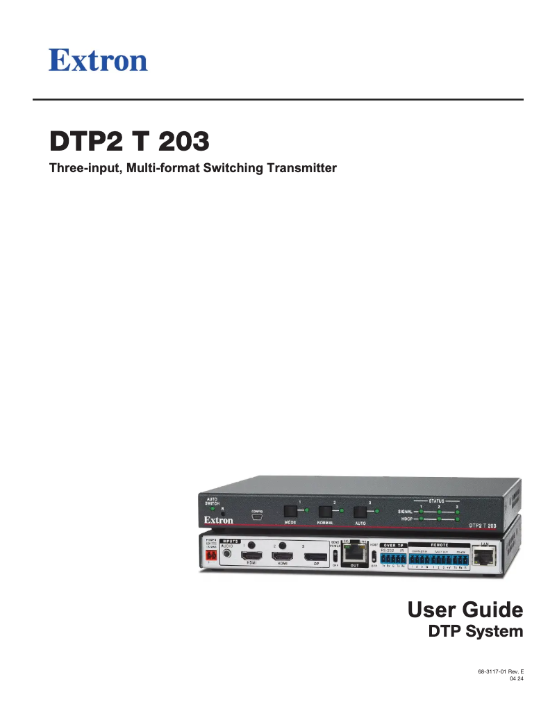 Page 1 de la notice Manuel utilisateur Extron DTP2 T 203