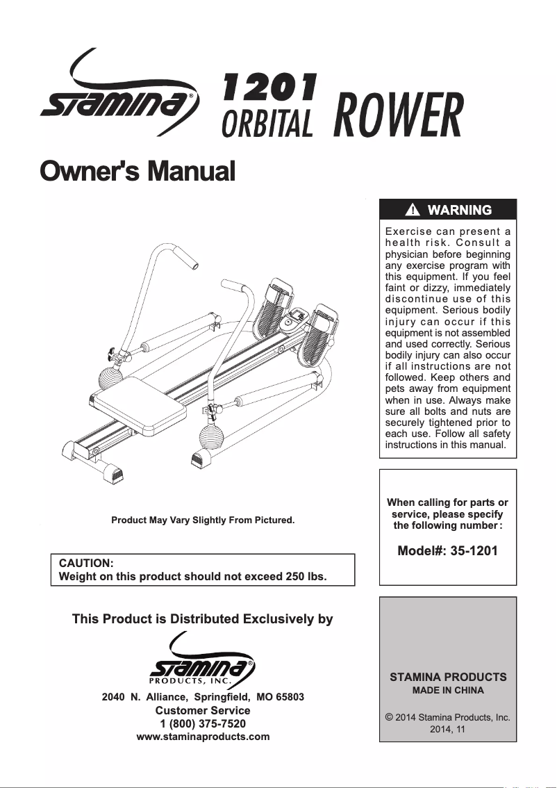 Page 1 de la notice Manuel utilisateur Stamina 1201