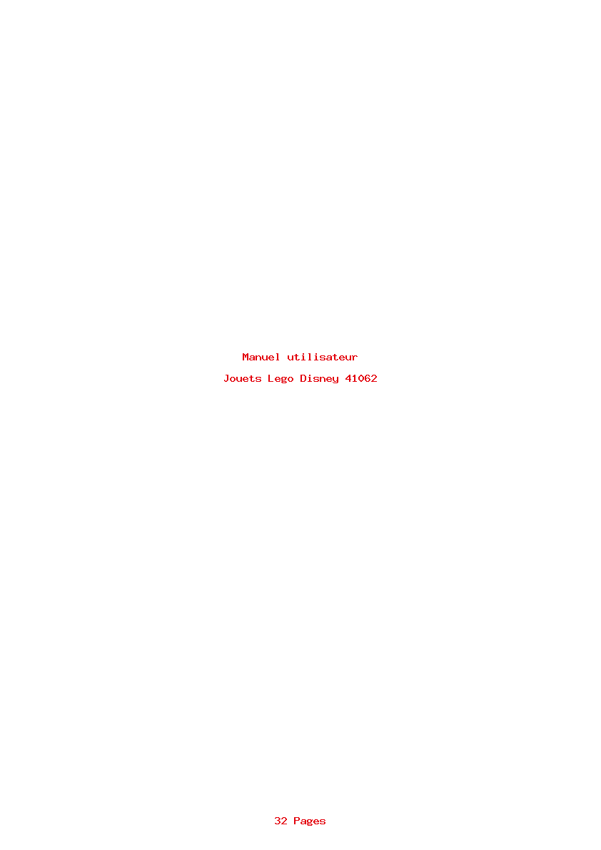 Page 1 de la notice Manuel utilisateur Lego Disney 41062