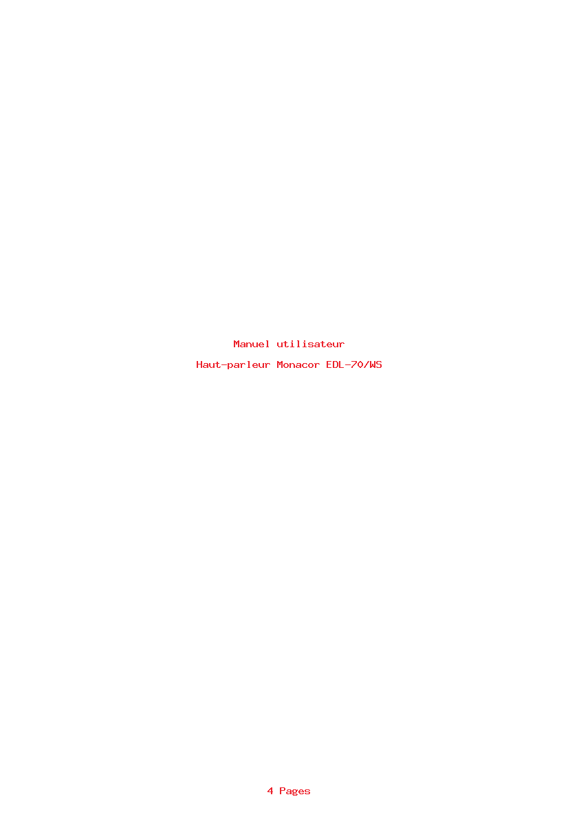Page 1 de la notice Manuel utilisateur Monacor EDL-70/WS